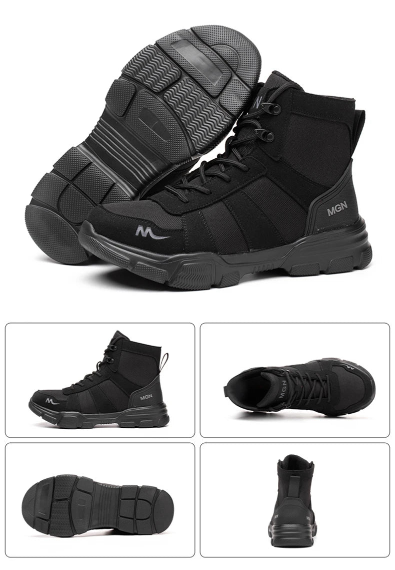 Botas de seguridad indestructibles para hombre, botas militares para exteriores, botas de trabajo antiaplastamiento y antipinchazos, calzado industrial para hombre, botas desierto.