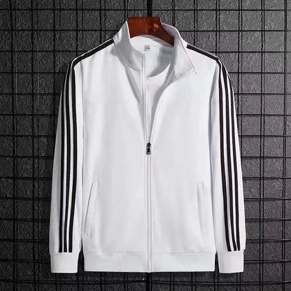 Conjunto de ropa deportiva informal para hombre, primavera y otoño, cárdigan abierto de tres rayas finas, sudadera con capucha y pantalones, conjunto ligero para hombre
