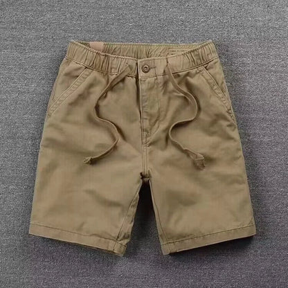 Pantalones cortos informales de trabajo para hombre, de verano, modernos, holgados, de pierna recta, de cinco cuartos, elásticos y lavados.