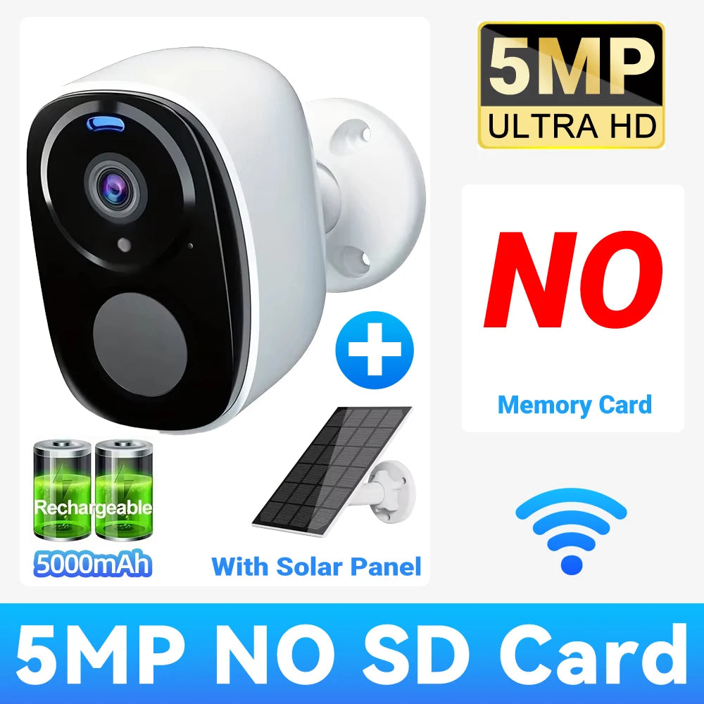 Cámara de seguridad solar inalámbrica para exteriores 2K 5MP con visión nocturna a color, funciona con batería, compatible con WiFi 2.4G, PIR, resistente al agua, comunicación bidireccional con Alexa