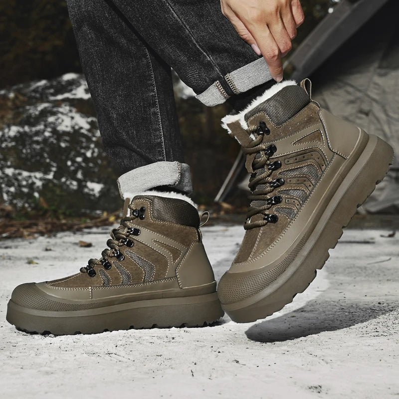 Zapatillas altas de ocio, botines cómodos de moda para hombre, botas para exteriores, zapatos de negocios antideslizantes, nuevas botas de cuero para motocross de hombre