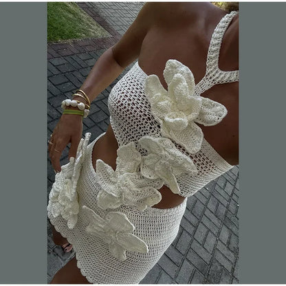 Vestido largo de punto con cuello halter y estampado floral, sexy, sin mangas y con espalda descubierta, estilo maxi, colección 2024. Ideal para la playa y las vacaciones.