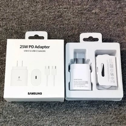 Cargador de 25 W con enchufe estadounidense para Samsung, adaptador de carga súper rápida para Galaxy S24, S23, S22, S21, S20 Ultra, Z Flip Fold, 6, 5, 4, 3, 2, A55, A35 y A25.