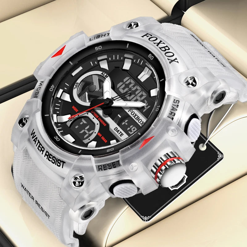 Reloj militar digital LIGE para hombre, resistente al agua hasta 50 m, LED, de cuarzo, deportivo, grande, masculino