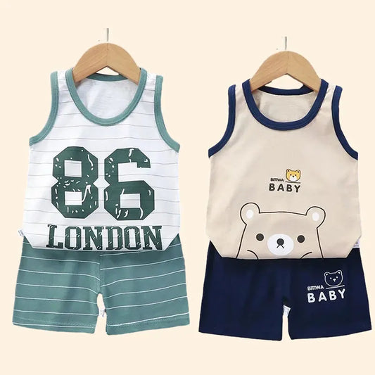 Conjuntos para niños, ropa para niños, chaleco, traje de verano para niñas, ropa para bebés, camisetas de algodón, pantalones cortos, camiseta sin mangas
