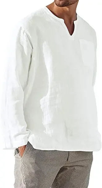 Camisa de lino para hombre 2025, transpirable, color sólido, manga larga, estilo Harajuku, informal, camisa hawaiana, tallas grandes S-5XL