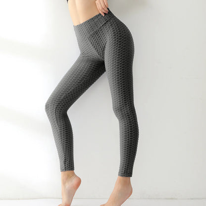Pantalones de yoga HANRAN de cintura alta con estampado de burbujas 2025 - Leggings transpirables para entrenamiento con efecto push-up y realce de glúteos para mujer