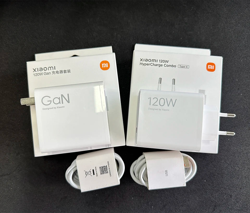 Cargador original Xiaomi de 120 W con conector tipo C y carga rápida GaN. Compatible con Xiaomi Mi 17, 14 Pro, 13t, Poco F7 Ultra, F4 GT y Redmi Note 13 Pro+.