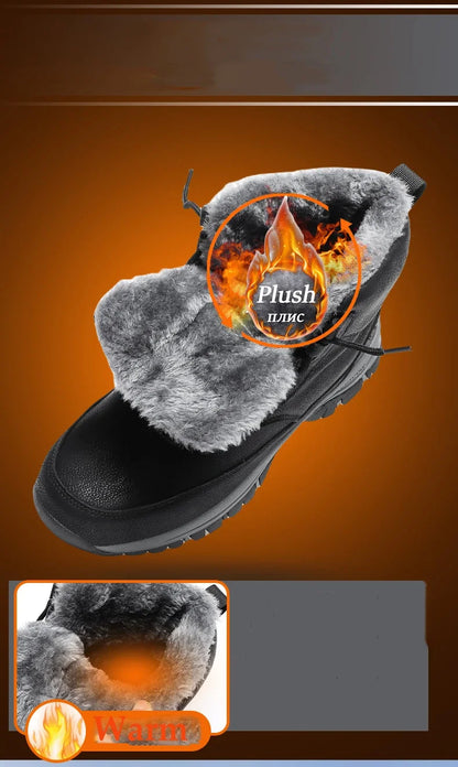 Nuevas botas de nieve de invierno para hombre, zapatillas de cuero impermeables, botas súper cálidas para hombre, botas de senderismo para exteriores, zapatos de trabajo, talla 39-48