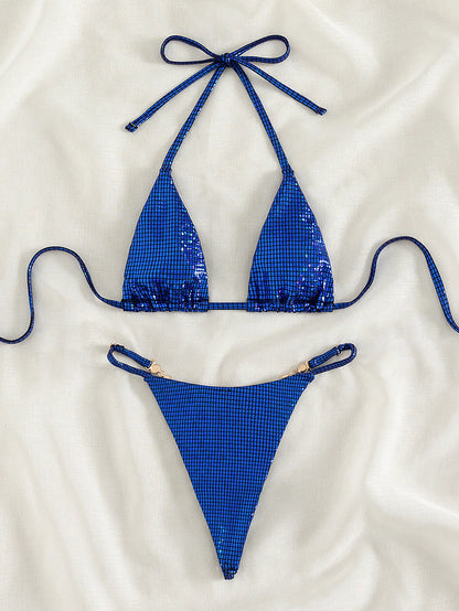 XS - L Sexy Diamond Mini Tanga Halter Bikini Mujer Traje de baño Traje de baño femenino Conjunto de bikini de dos piezas Traje de baño Nadar