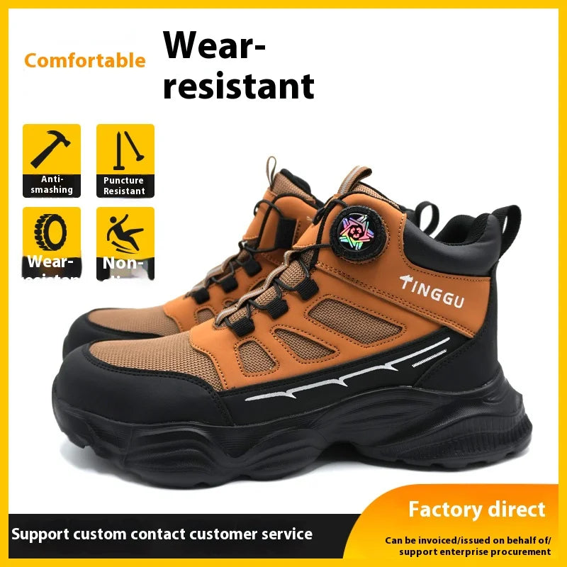Nuevos zapatos de seguridad ligeros para hombre, antiaplastamiento, antipinchazos, impermeables y resistentes al desgaste, calzado de trabajo, zapatos de protección de moda.