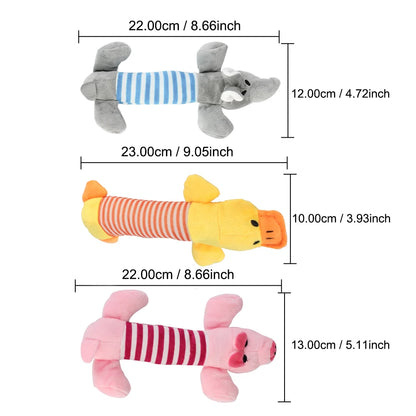 Apto para todas las mascotas, juguetes de lana para perros y gatos, populares muñecos con sonido chirriante para masticar, elefante, pato, cerdo, divertidos juguetes de peluche para mascotas.