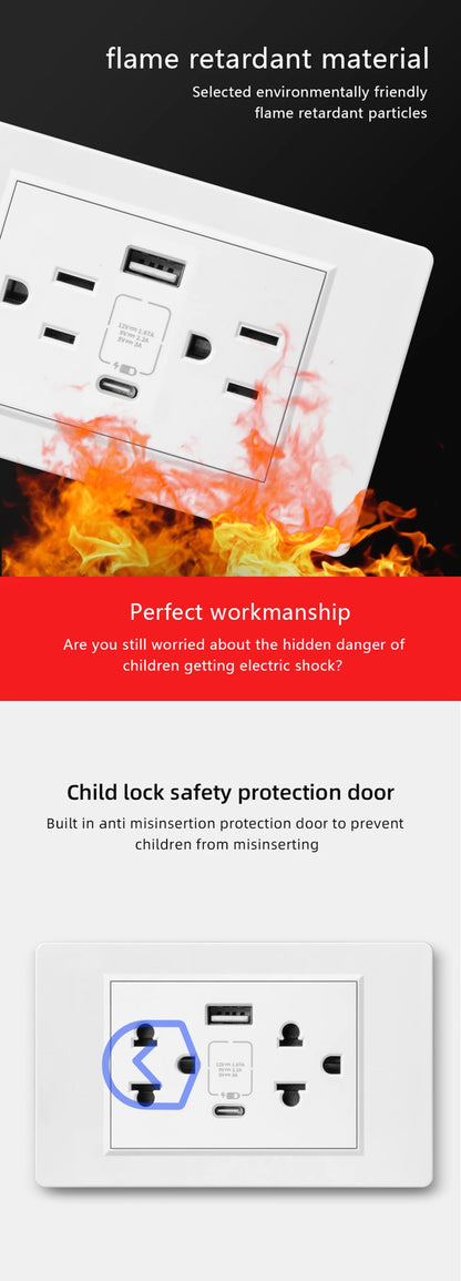 Adaptador de enchufe de pared USB Herepow serie 118 estándar estadounidense de Tailandia, tipo C, carga rápida de 3.1 A para electrodomésticos inteligentes Google Home