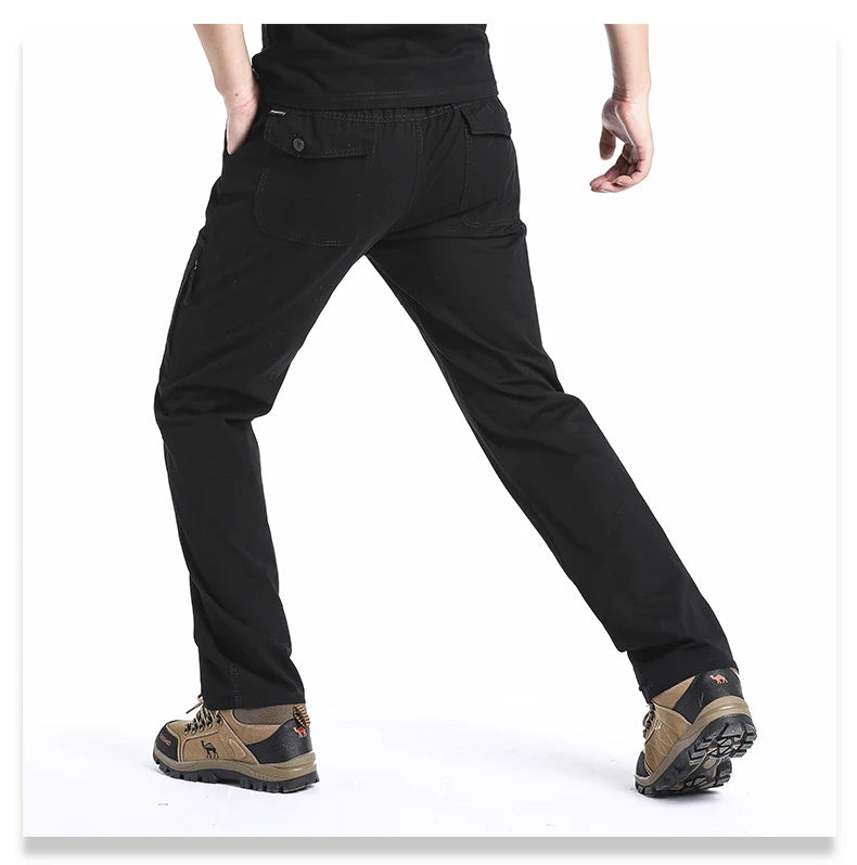 Pantalones cargo de algodón de alta calidad para hombre, pantalones tácticos informales con múltiples bolsillos para primavera y otoño, para acampar al aire libre, senderismo y trabajo.