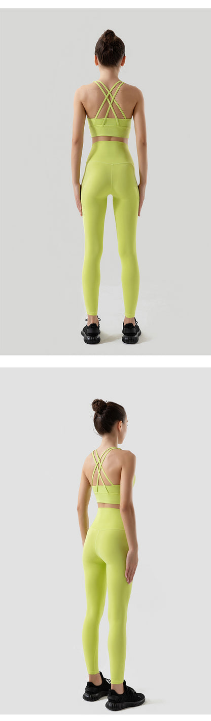 Women's Naked Feeling Sports Bra and Leggings Set - 2 Piece Gym Outfit for Fitness, Yoga Clothes Leggings and Tops Workout Suits