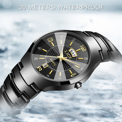 Reloj de cuarzo de cerámica de moda LIGE para mujer, reloj deportivo informal con fecha semanal, reloj creativo de acero resistente al agua para mujer