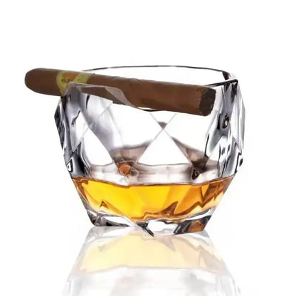1 vaso de whisky de lujo creativo para el hogar - Vaso de whisky antiguo con reposapuros dentado de 12,85 oz