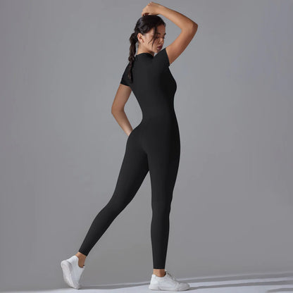 Women Zipper Bodysuits Fitness Sports Bodysuit Yoga Suit Breathable Quick Drying Sports Yoga Clothing Women Gym Push Up Workout