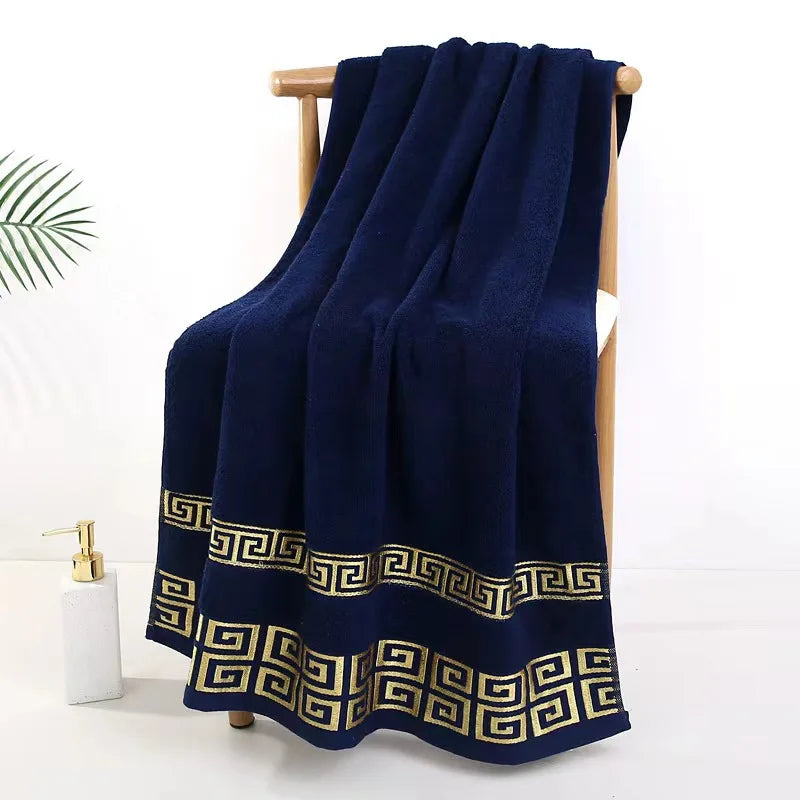 Toallas de baño de algodón de 140 x 70 cm, toalla de ducha grande y gruesa, regalo bordado, azul, blanco, marrón, negro, verde y gris.