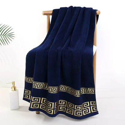 Toallas de baño de algodón de 140 x 70 cm, toalla de ducha grande y gruesa, regalo bordado, azul, blanco, marrón, negro, verde y gris.