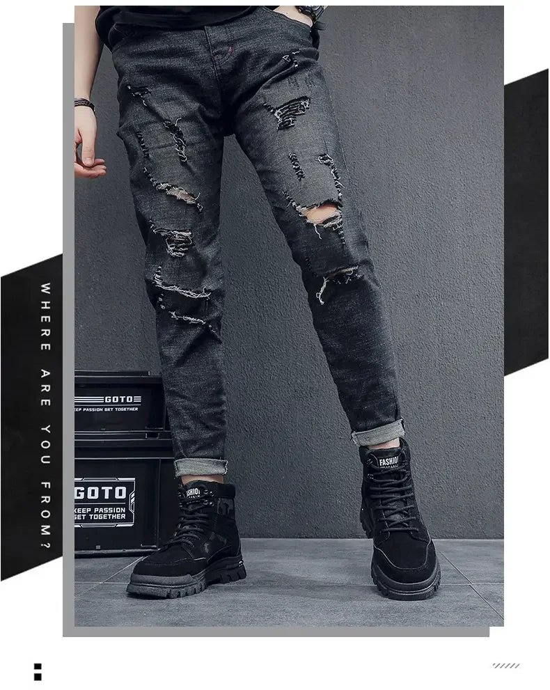 Botas altas para hombre, suela plana, ligeras, para senderismo, exteriores, negras, para correr, tenis, caminar, motocicleta