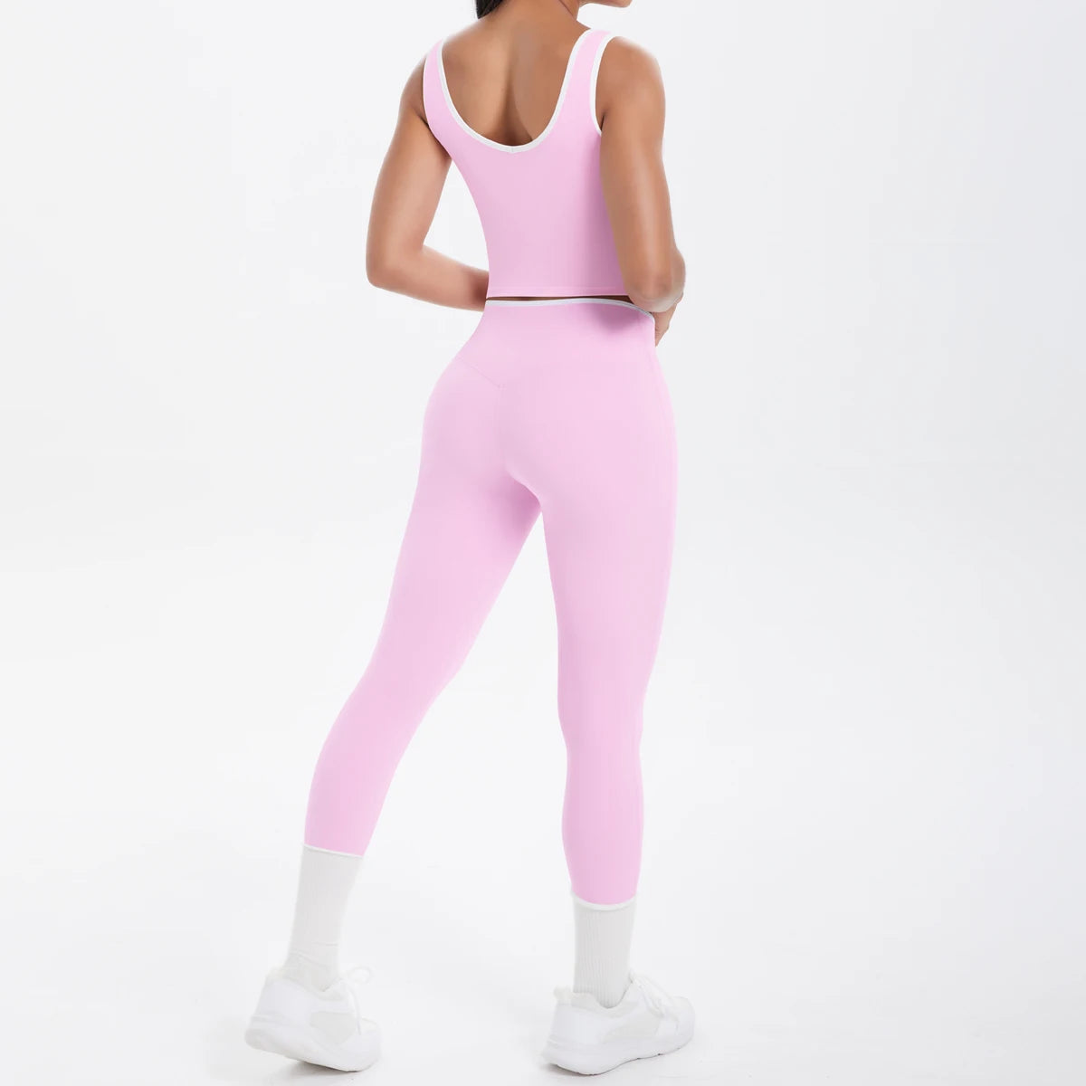 Conjunto de 2 piezas de pantalones de yoga con espalda descubierta y leggings para correr, de cintura alta, con estampado de melocotón y glúteos, para fitness y deportes.