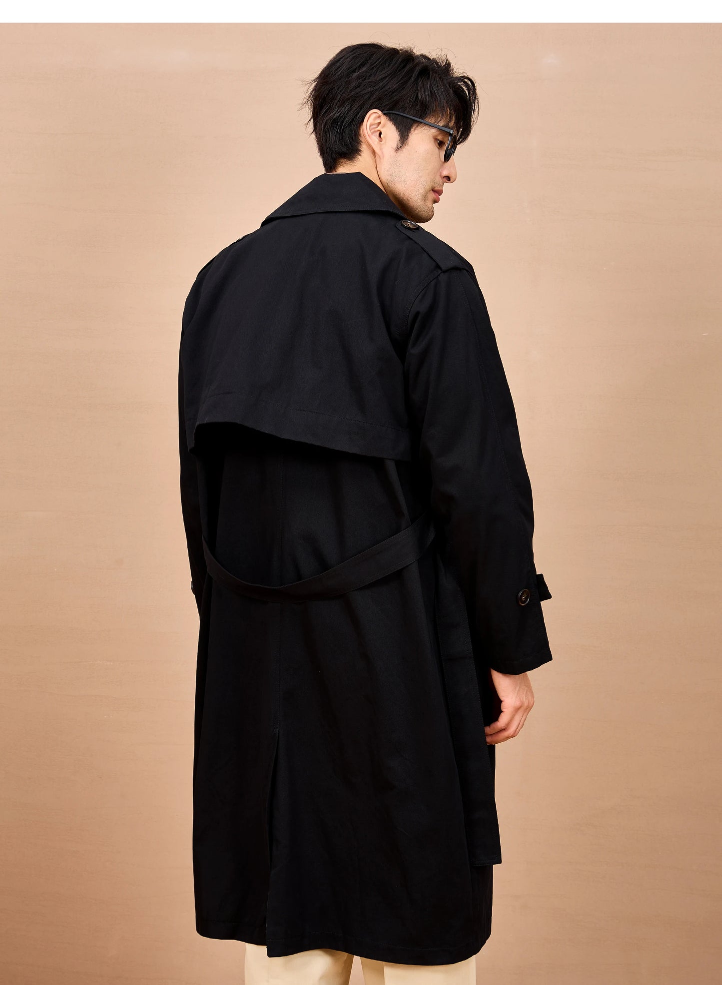 Gabardina larga negra y caqui de Mauroicardi para hombre, primavera/otoño, con hombreras, doble botonadura, estilo británico elegante, moda 2025