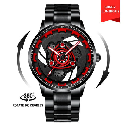 Reloj de cuarzo con esfera giratoria caleidoscopio Sharingan, esfera de anime japonés 3D, reloj de marca superior de lujo, resistente al agua, reloj de moda para hombre.