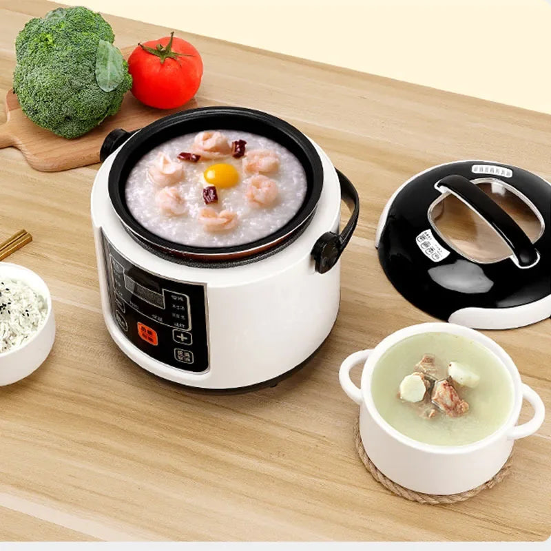 Mini olla arrocera eléctrica de 2 l, olla arrocera portátil para coche, 12 V/24 V, para coche y camión. Menú en inglés/ruso.