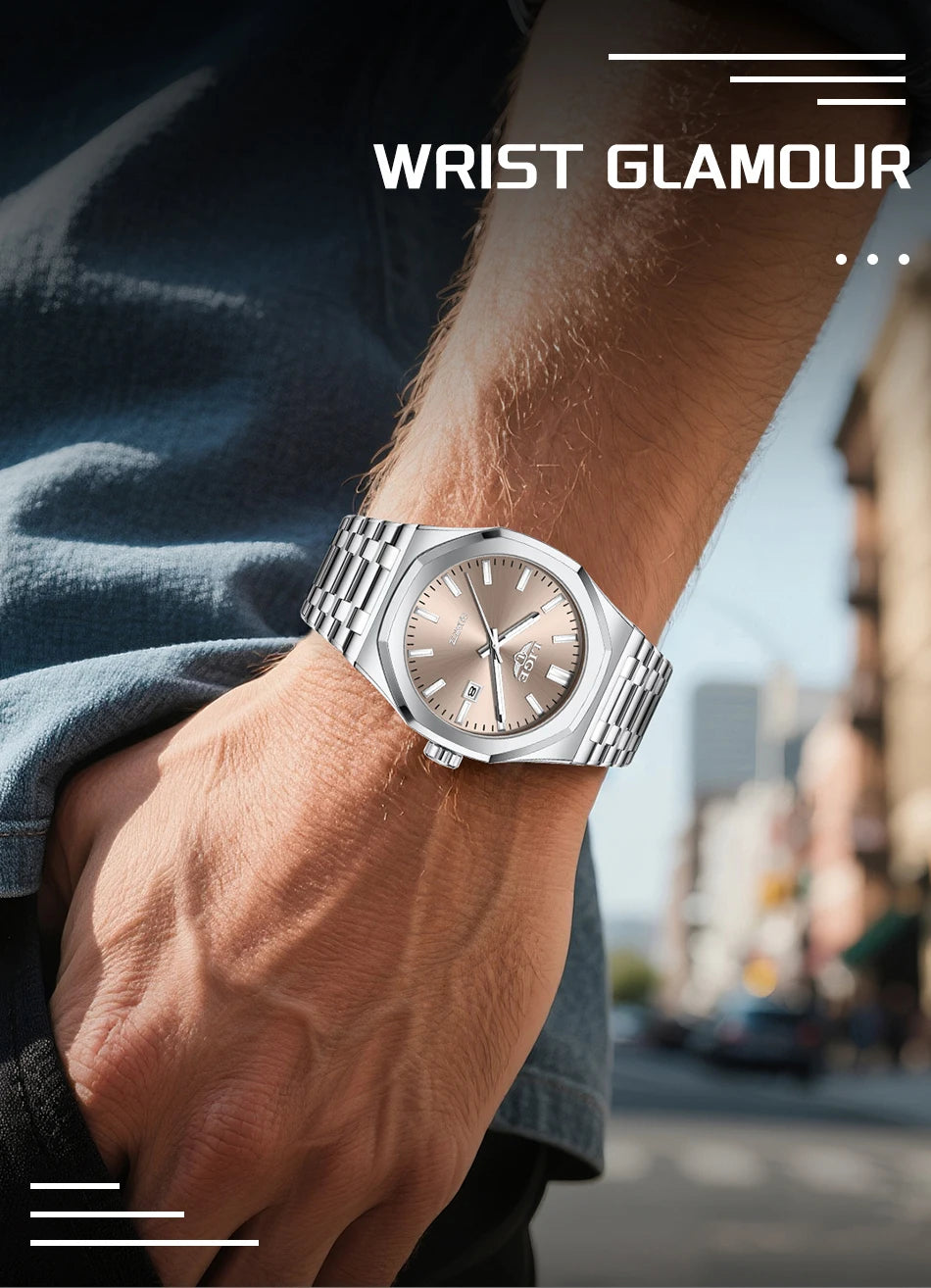 Reloj para hombre LIGE, resistente al agua, de acero inoxidable, luminoso, de negocios, de cuarzo, de moda, con calendario