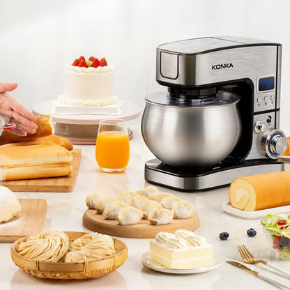 Máquina de chef multifuncional, mezcladora de masa totalmente automática con temporizador inteligente, batidora de huevos de escritorio para el hogar, comercial
