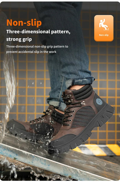 Zapatos de seguridad con puntera de acero para hombre, botas de trabajo indestructibles, zapatos de seguridad ligeros, zapatillas protectoras para caminar, antiaplastamiento y antipinchazos.