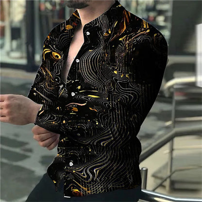2023 Men's Hot Selling Shirt Long Sleeve Button Lapel Print Pattern Men's Top Soft and Comfortable Spring/Summer New Style
