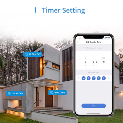 Enchufe inteligente para exteriores Meross HomeKit US con WiFi, 2 tomas de corriente con conexión a tierra, función de temporizador, compatible con Alexa, Google SmartThings