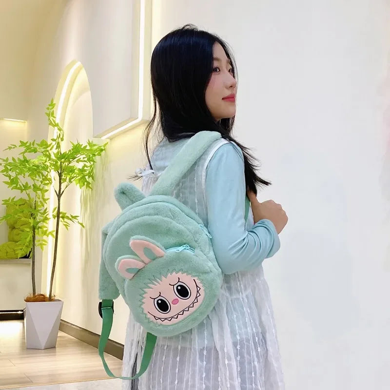 Mochila de peluche con diseño de chica estudiante, bolso de hombro doble con burbujas y juguetes, mochila transfronteriza para adolescentes.