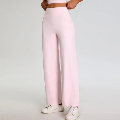 Pantalones de Yoga acanalados para mujer, leggings deportivos para gimnasio, leggings de cintura alta para fitness, pantalones deportivos para correr al aire libre, pierna recta.