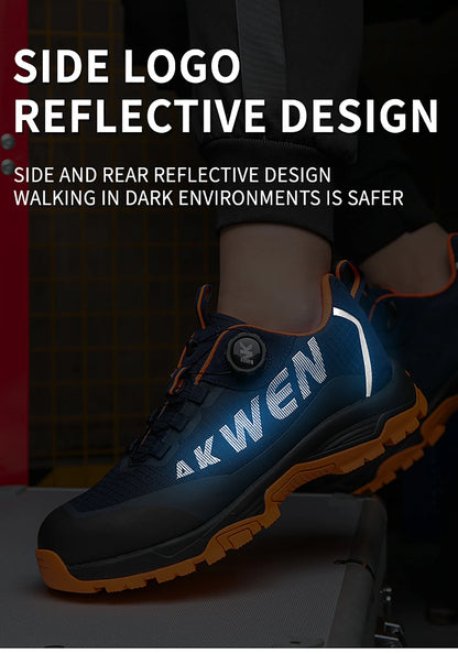 Nuevas botas de seguridad con hebilla giratoria para hombre, zapatillas de trabajo, botas para mujer, transpirables, con puntera de acero, resistentes a pinchazos.