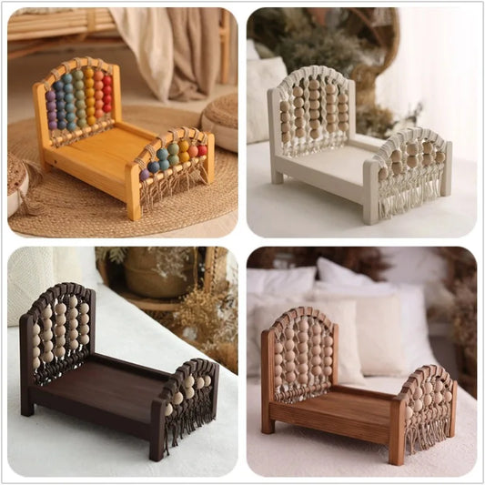 Accesorios de fotografía para recién nacidos, cama de madera desmontable, accesorios para sesión de fotos de bebés, niñas y niños, fondo de cuna para posar.