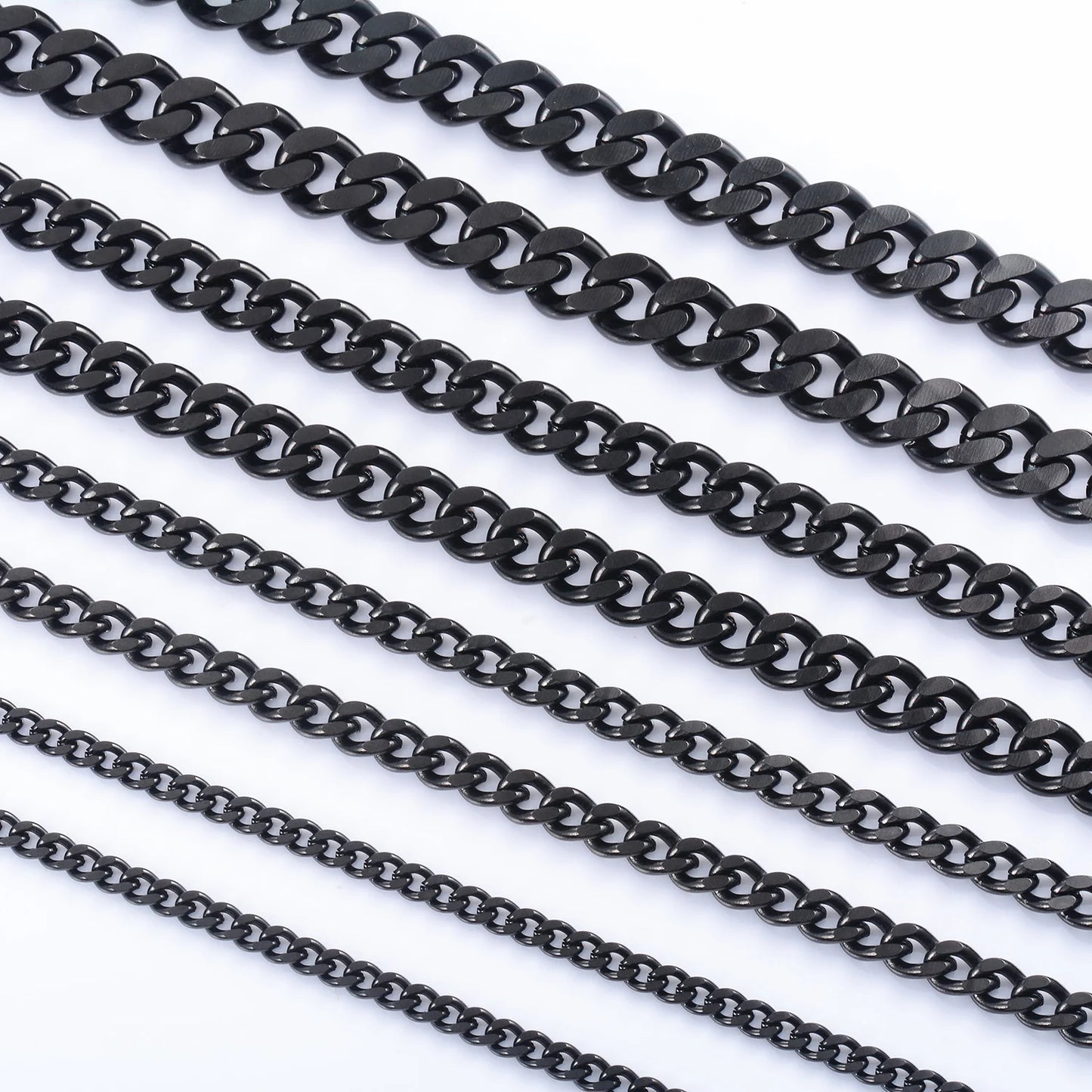 Gargantilla punk básica de color negro, cadena de eslabones cubanos de acero inoxidable, collar de eslabones de metal sólido, joyería para hombres y mujeres, regalo