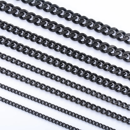 Gargantilla punk básica de color negro, cadena de eslabones cubanos de acero inoxidable, collar de eslabones de metal sólido, joyería para hombres y mujeres, regalo