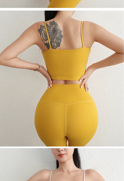 Women Yoga Suit Adjustable Sling Strap Sports Bra U Cut Scrunch Butt Workout Leggings Butt Lifting Excluding pants