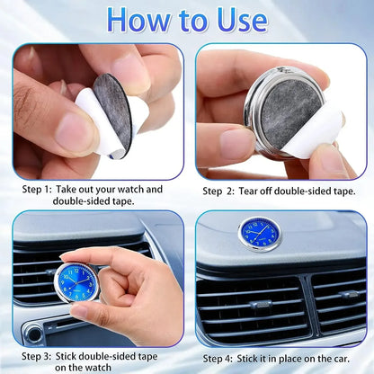 Reloj luminoso para coche, con adhesivo interno para automóviles, mecánico, de cuarzo, con adorno para coche, mini reloj digital de 40 mm.