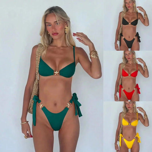 2025 Women Bikini Sexy Fashion Split Swimsuit Backless Beach Swimsuit