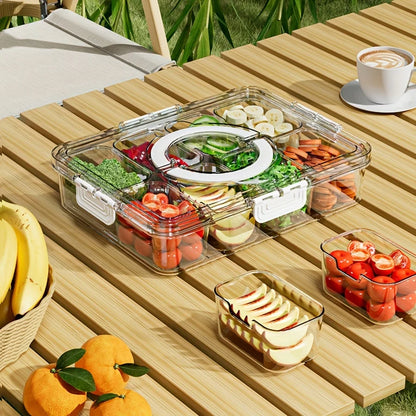 Bandeja para servir con tapa, contenedor para almacenar alimentos, caja para refrigerios, contenedores para refrigerios con 8 compartimentos, contenedores para almacenar frutas