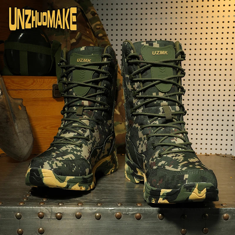 Botas tácticas de camuflaje para hombre, impermeables, para trabajo, seguridad, montañismo, botines, botas para exteriores.