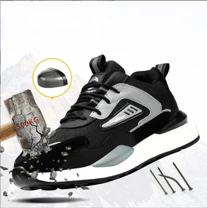 Zapatos de trabajo para hombre nuevos, con punta de acero, antigolpes y antipuñalamientos, transpirables y antideslizantes.