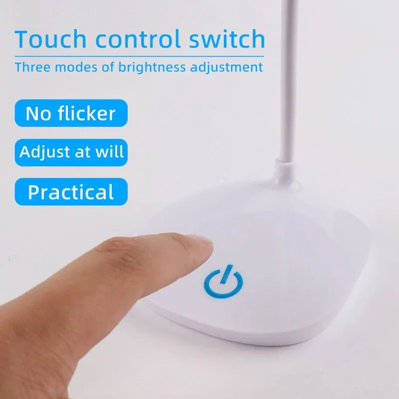 Lámpara de escritorio LED recargable por USB, luz de noche para dormitorio, lámpara de lectura para estudiantes, protección ocular