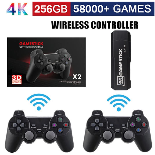 Consola de videojuegos GD10 Game Stick 256 GB 4K HD, doble mando inalámbrico 2,4 GHz, retro, 58.000 juegos para PSP, regalo de Navidad