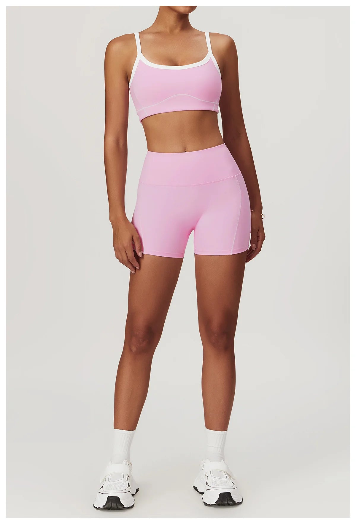 Conjunto deportivo de yoga FUBEIKE para mujer, de verano, color nude, ajustado, con espalda descubierta, ideal para gimnasio, ropa deportiva para mujer, para correr al aire libre.