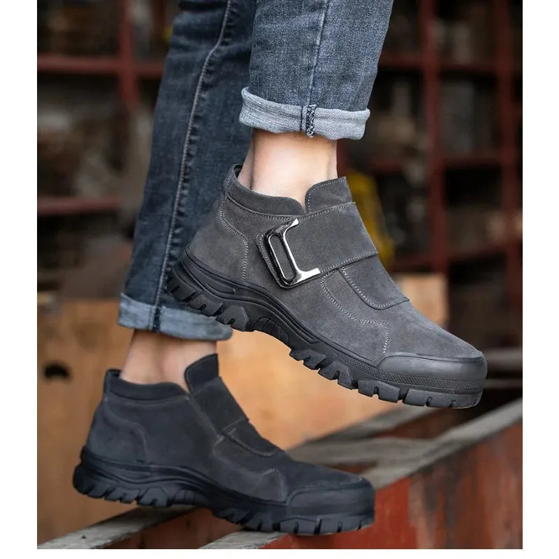 Zapatos de seguridad para hombre, con puntera de acero antiaplastamiento, antiperforación, indestructibles, para trabajos de construcción.